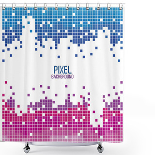 Personality  Pixel Background Design Red And Blue Over White Shower Curtains