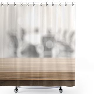 Personality  Empty Table And Blurred  Background For Business Product Present Shower Curtains
