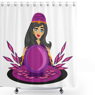 Personality  Fortune Teller Woman With Magic Ball Shower Curtains
