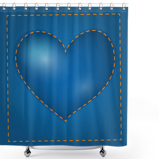 Personality  Vector Blue Heart With Stitch. Shower Curtains