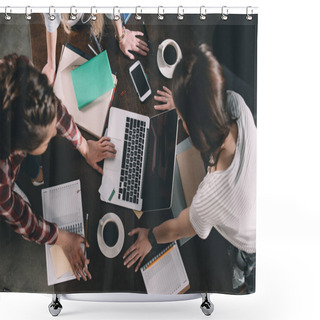 Personality  Women Studying With Laptop Shower Curtains