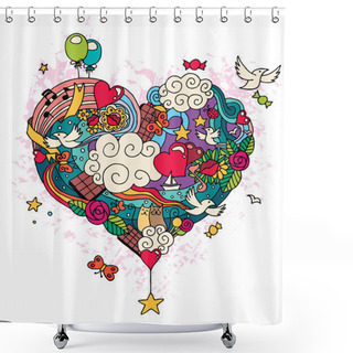 Personality  Love Doodle Shower Curtains