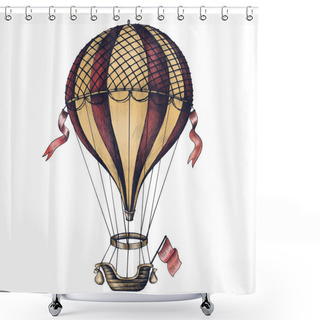 Personality  Hot Air Balloon Vintage Style Illustration Shower Curtains