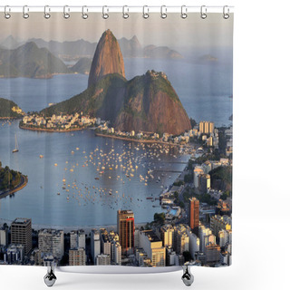 Personality  Evening View Of Rio De Janeiro's Famous Landmark Sugarloaf Located In Brazil Shower Curtains