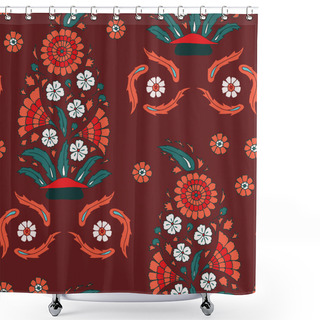 Personality  Vector Seamless Pattern Background: Regular Boteh. A Hero Pattern With Classical Motifs Like Boteh And Tiny Flowers. Part Of Boteh Fire Collection. Shower Curtains