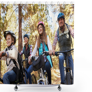 Personality  Family Mountain Biking In A Forest Shower Curtains