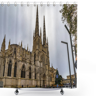 Personality  Cathedrale Saint Andre And Pey Berland Tower In Bordeaux, France Shower Curtains