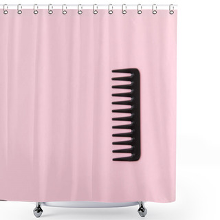 Personality  One Black Comb, Isolated On Light Pink Shower Curtains