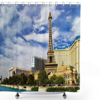 Personality  View On The Replica Of Eiffel Tower At Paris Hotel & Casino. Las Shower Curtains
