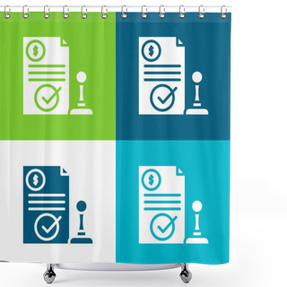 Personality  Approved Flat Four Color Minimal Icon Set Shower Curtains