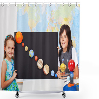 Personality  Kids In Science Class Study The Solar System Shower Curtains