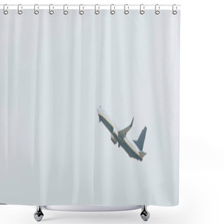 Personality  Panoramic Shot Of Commercial Jet In Cloudy Sky Shower Curtains