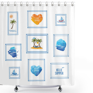 Personality  Set Of Hand Drawn Summer Pictures In Frames.  Shower Curtains
