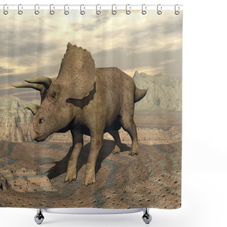 Personality  Tricera Dinosaur Standing - 3D Render Shower Curtains