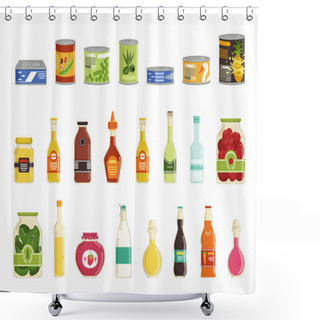 Personality  Canned Goods Vector Set Shower Curtains