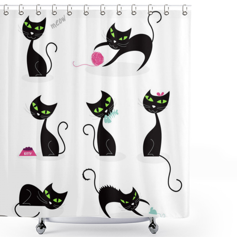 Personality  Black Cat Silhouette Collection Shower Curtains