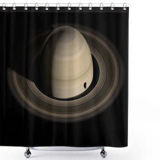 Personality  Moon Orbiting Around Saturn Planet. 3d Render Shower Curtains