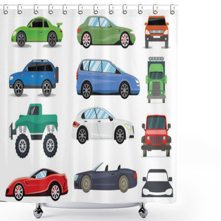 Personality  Car Icon Set Thin Line Icons Exclusive Icons Set Of Modern Car Silhouettes.image Of Unused Car Tires Car Icon Set White SUV Vector Template Cars And Trucks Shower Curtains