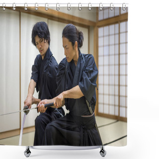 Personality  Samurai Training In A Traditional Dojo In Tokyo Shower Curtains