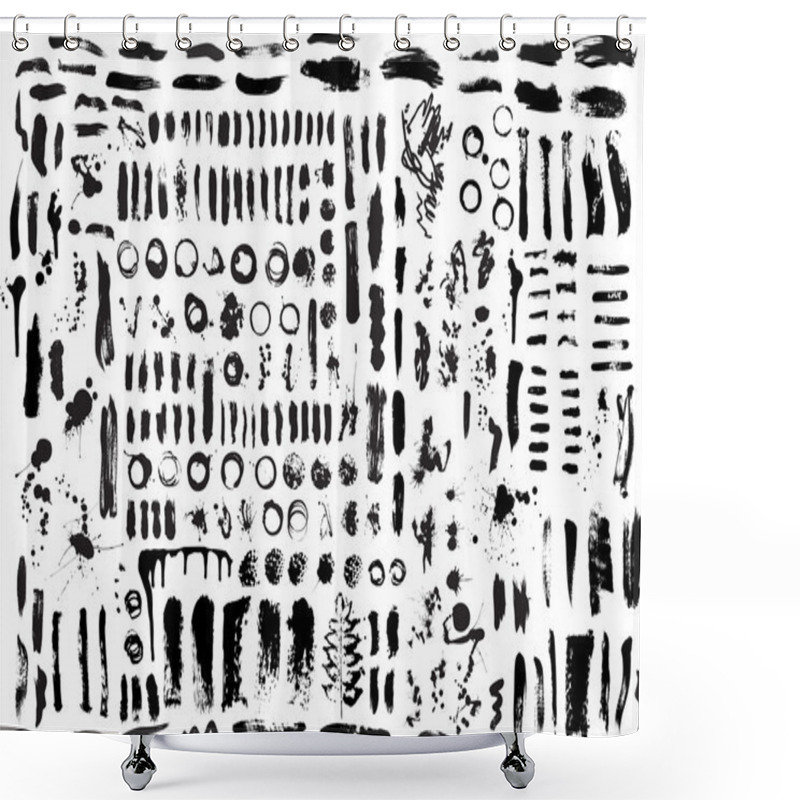 Personality  Brush strokes and Ink and Paint Splatters Vector Illustration shower curtains