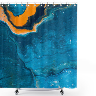 Personality  Close Up Of Abstract Texture With Blue And Orange Oil Paint  Shower Curtains