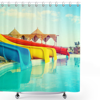 Personality  Colorful Slides At The Water Park Shower Curtains