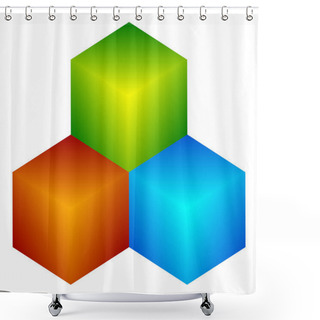 Personality  Colorful Cubes Icon.  Shower Curtains