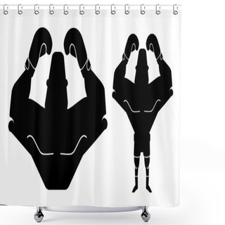Personality  Muscular Boxer With Hands Raised Up Shower Curtains