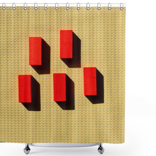 Personality  Top View Of Bright Red Blocks On Beige Textured Background With Shadows Shower Curtains