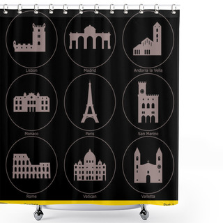 Personality  European Capitals - Icon Set (Part 1) Shower Curtains
