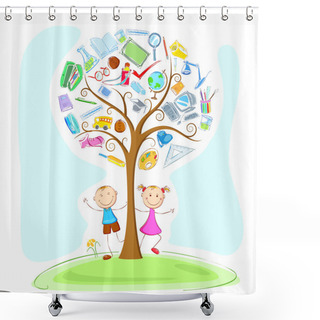 Personality  Kids Under Wisdom Tree Shower Curtains