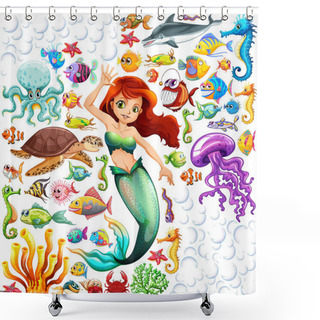 Personality  Different Types Of Sea Animals Illustration Shower Curtains