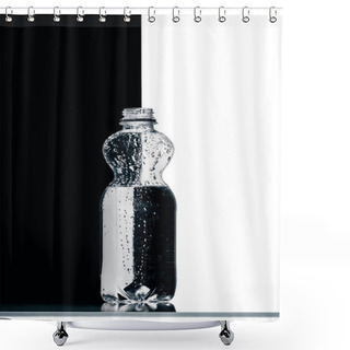 Personality  Plastic Bottle Of Water On Half Black And White Background Shower Curtains