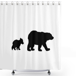Personality  Bear Family Black Silhouette Animals. Shower Curtains