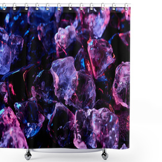 Personality  Transparent Ice Cubes With Purple Illumination Isolated On Black Shower Curtains