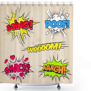 Personality  Comic Sound Effects With Grunged Style Shower Curtains