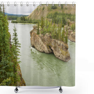 Personality  Five Finger Rapids Rocks Yukon River YT Canada Shower Curtains