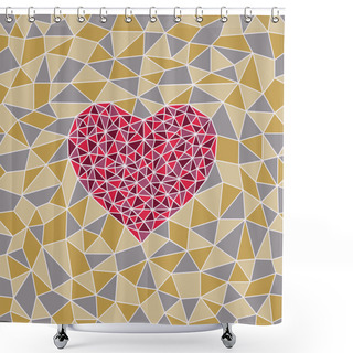 Personality  Mosaic Seamless Texture With Sardius Heart In The Middle Shower Curtains