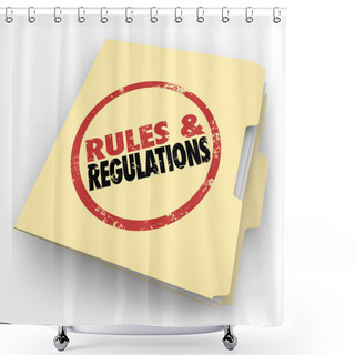 Personality  Rules Regulations Manila Folder Stamped Documents Files Shower Curtains
