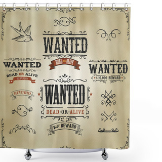 Personality  Wanted Vintage Western Banners Shower Curtains