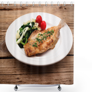 Personality  Fried Flounder With Onion, Cabbage And Potato Shower Curtains