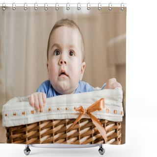 Personality  Baby Boy Sitting In Braided Box Shower Curtains