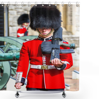 Personality  Queen's Guard In The Tower Of London Shower Curtains