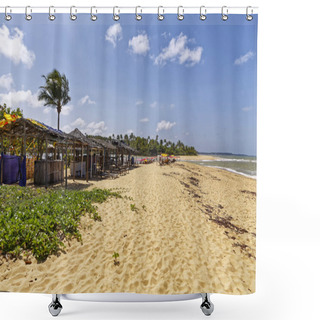 Personality  Caraiva, State Of Bahia, Brazil - September 08, 2019 - Riverside Panorama. Landscapes And Daily Life Of Caraiva Beach. Shower Curtains
