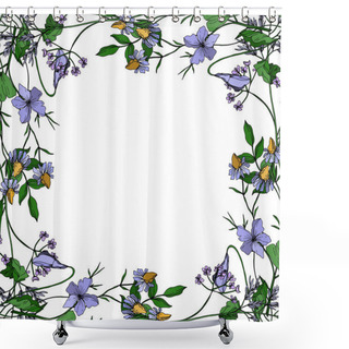 Personality  Vector Wildflowers Floral Botanical Flowers. Black And White Engraved Ink Art. Frame Border Ornament Square. Shower Curtains