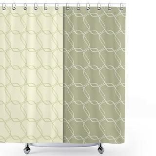 Personality  Olive Green Geometric Set Of Seamless Patterns For Web, Textile And Wallpapers Shower Curtains