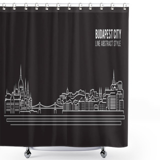 Personality  Cityscape Building Line Art Vector Illustration Design - Budapest City Shower Curtains