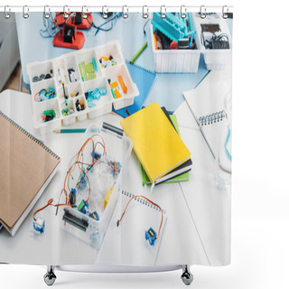 Personality  Scattered School Supplies In Stem Education Class Shower Curtains