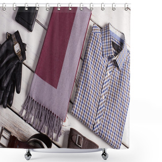 Personality  Close-up Of Men's Clothing. Shower Curtains