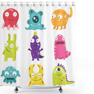 Personality  Cute Monster Collection Set Shower Curtains
